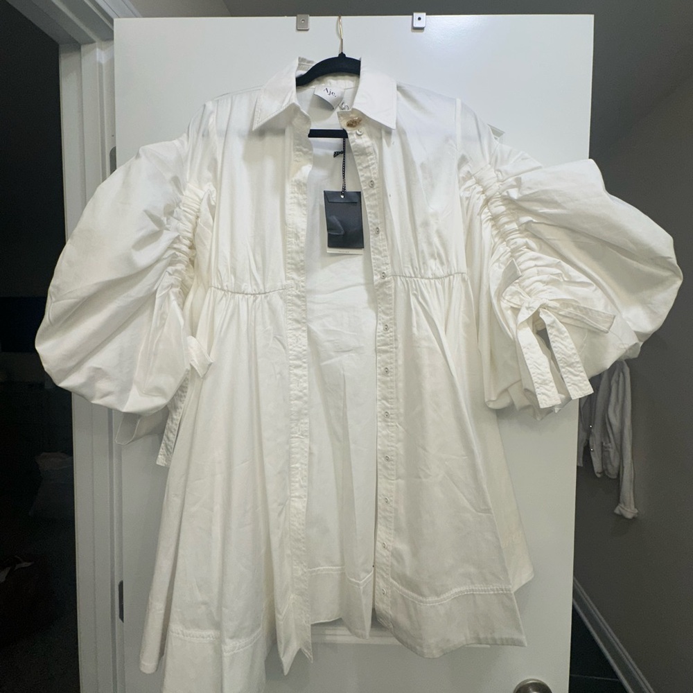 Aje Ivory Button-Up Shirt Dress
